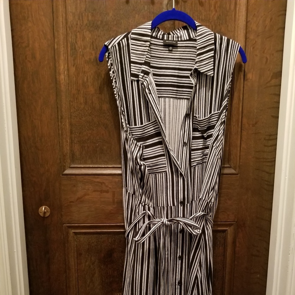 Black and white button-up striped dress